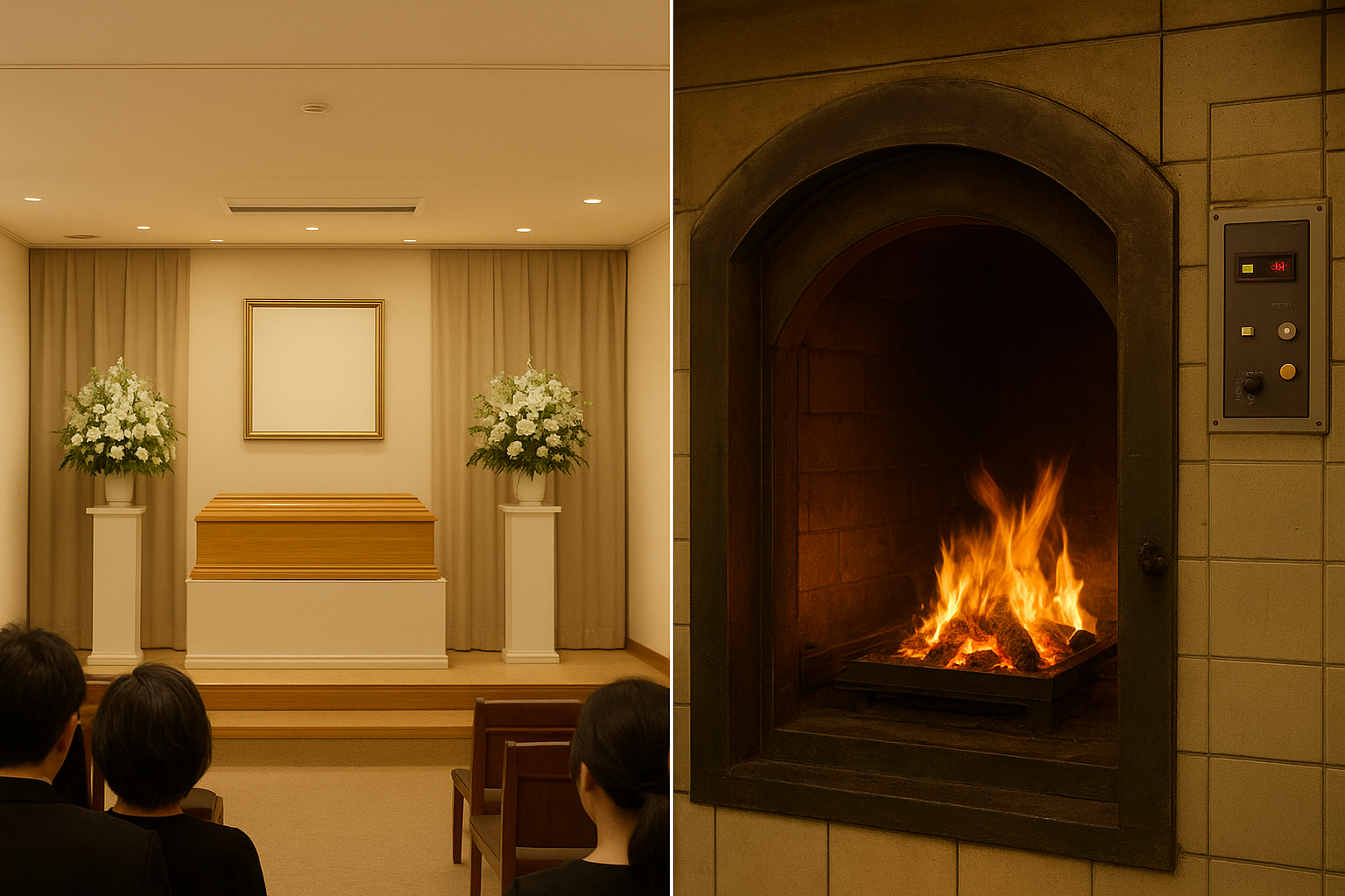 葬儀場と火葬場の風景