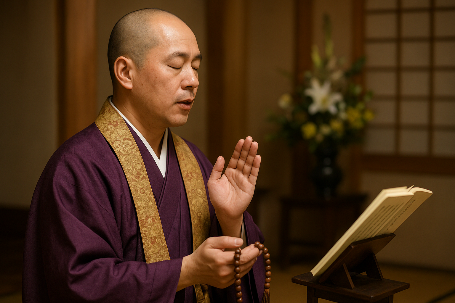 葬儀で読経する僧侶